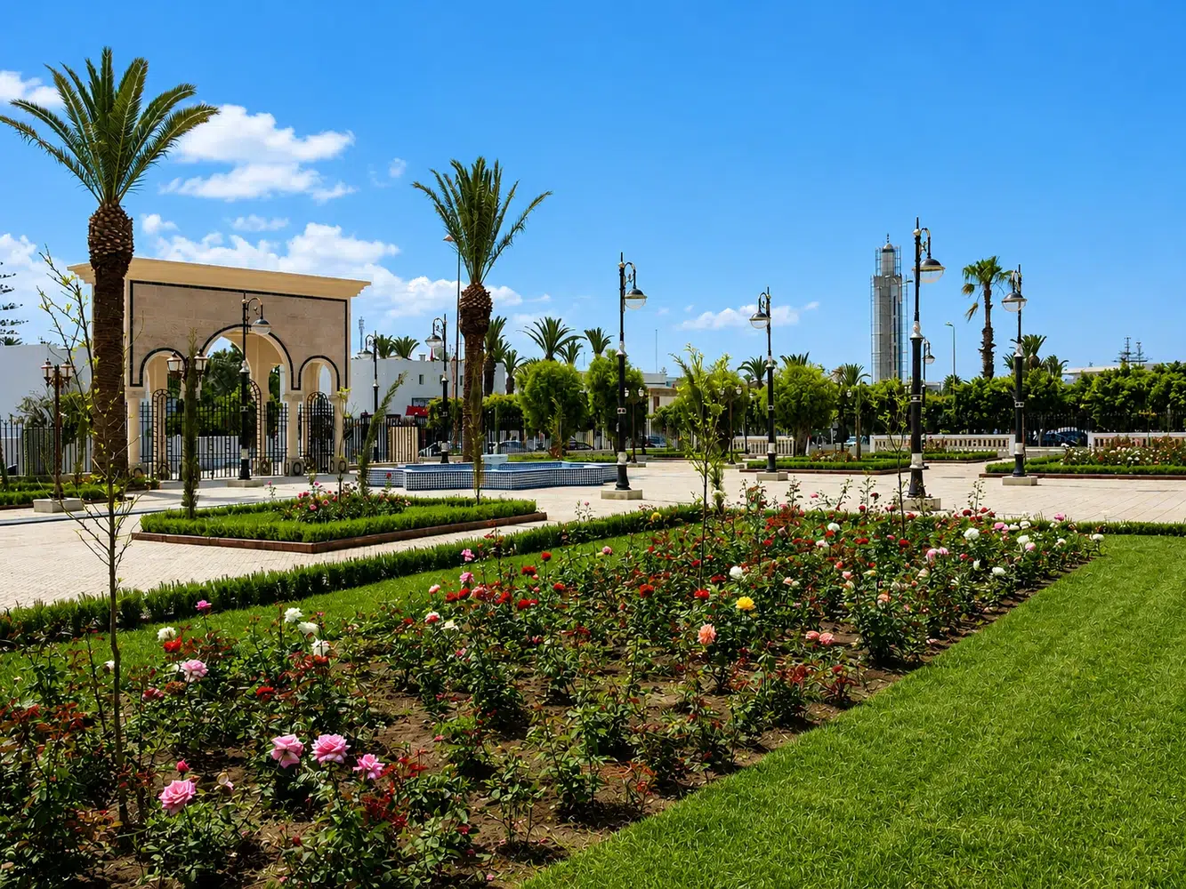 Cité des Arts et de la Culture — roseraie et pelouse