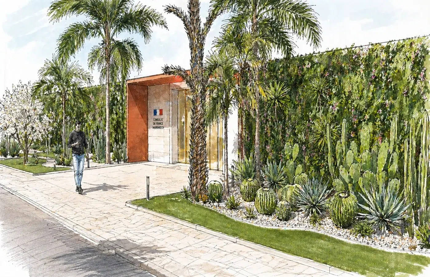 Consulat de France Marrakech COP22 — jardin sec paysagiste Maroc