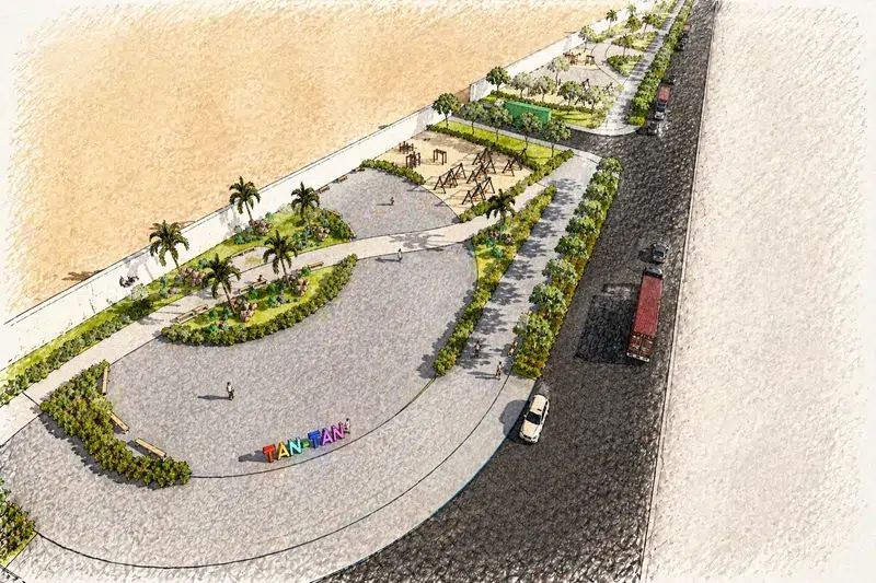 Plan masse aménagement Promenade Tan-Tan vue aérienne