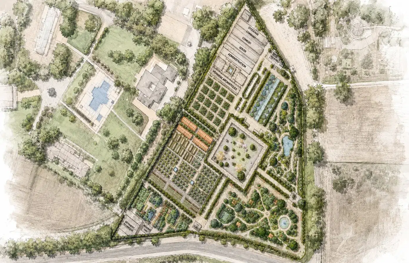 Plan masse Jardin Botanique Agadir — paysagiste Maroc