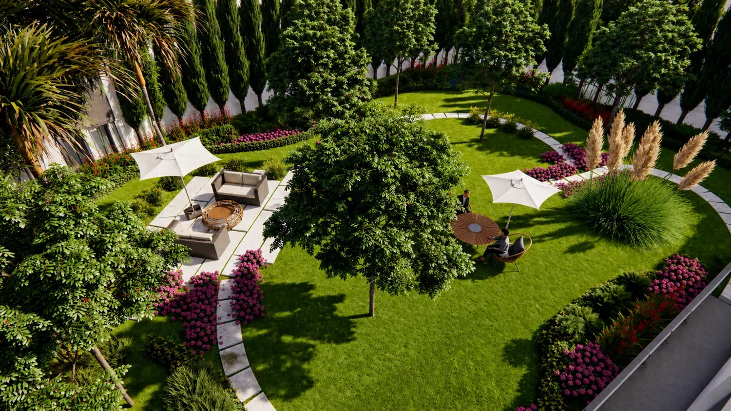 Villa Ali M. — vue aérienne du jardin