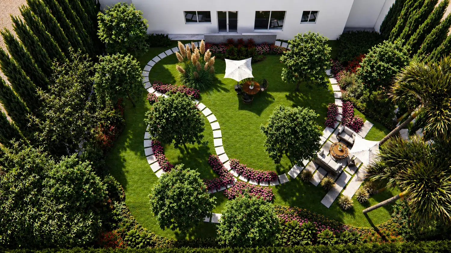 Villa Ali M. — composition paysagère vue de haut