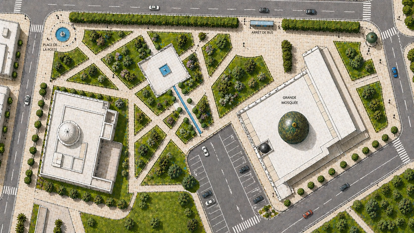 Place Assounah - Vue en plan