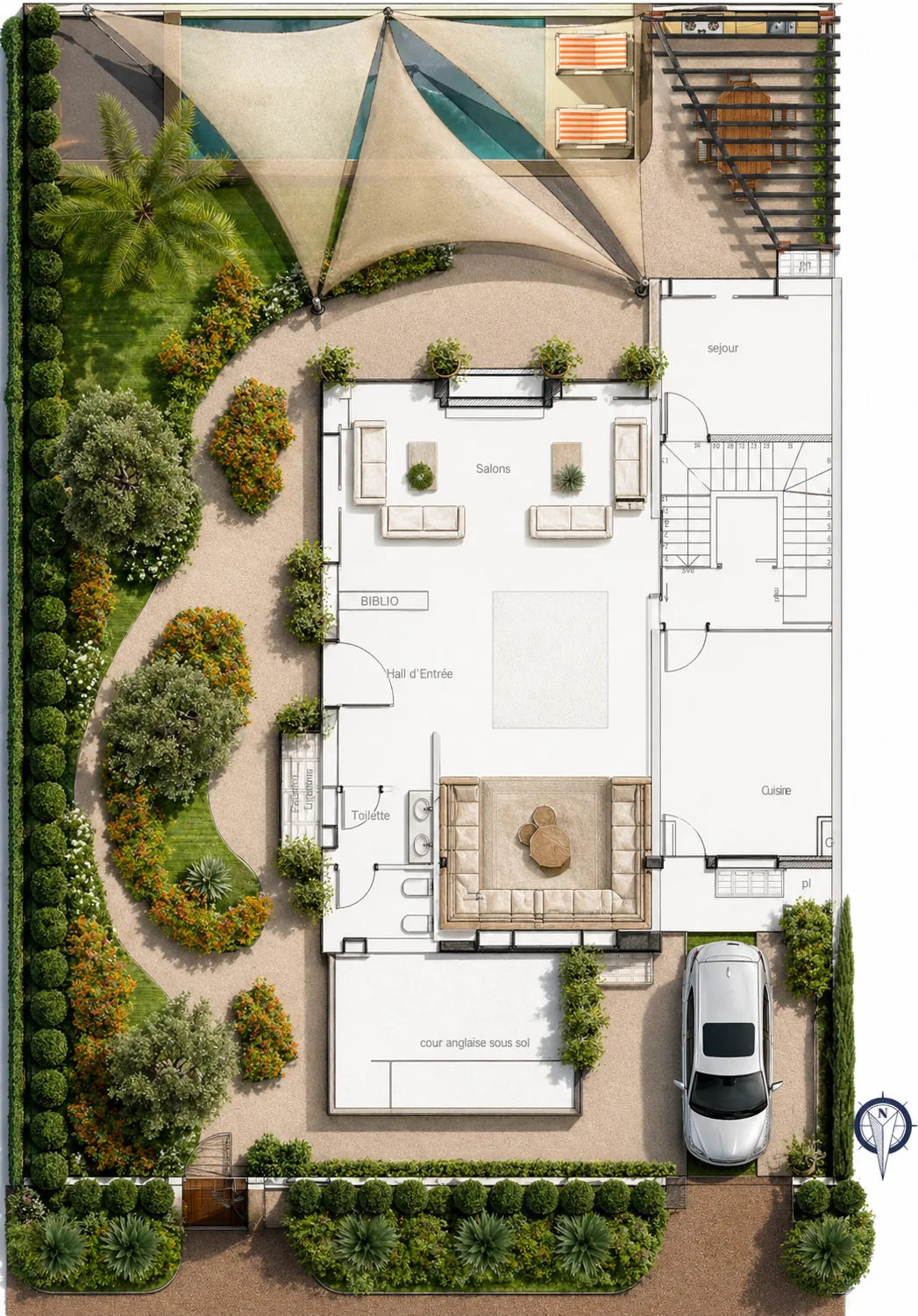 Villa H & S - plan paysager de jour